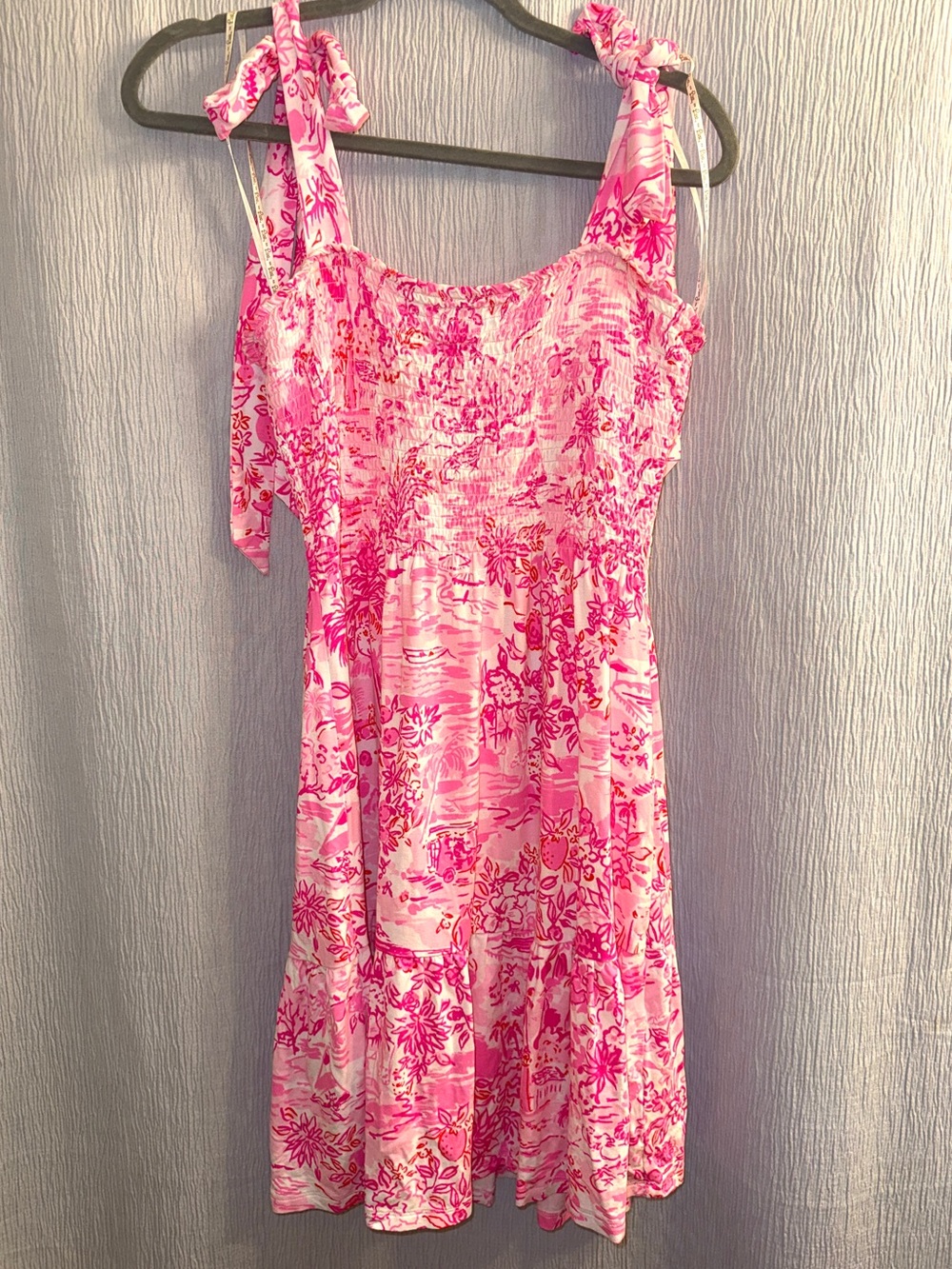 Lilly Pulitzer Pink Floral Tie-Strap Mini Dress